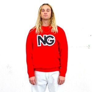 NOON GOONS | Men’s Linked Logo Crewneck Red Sweatshirt L Athleisure Streetwear